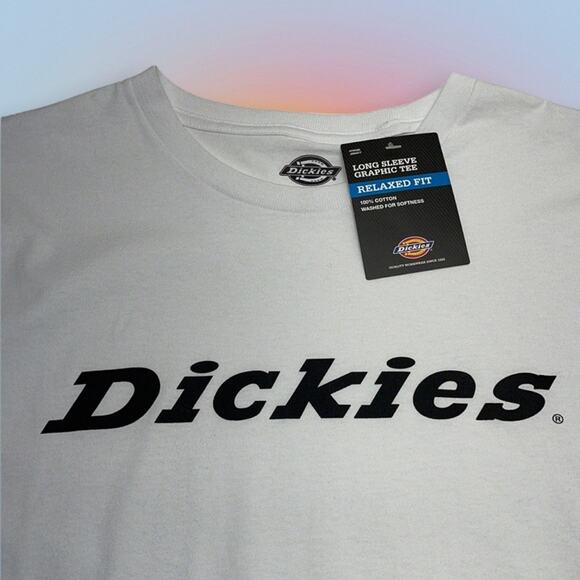 DICKIES Men’s 2XL White Long Sleeve Logo Tee Shirt - Picture 2 of 3